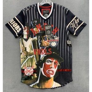 Heritage America Warriors Jersey AMRCH VNDLS Mens Large Navy Graphic Embroidered